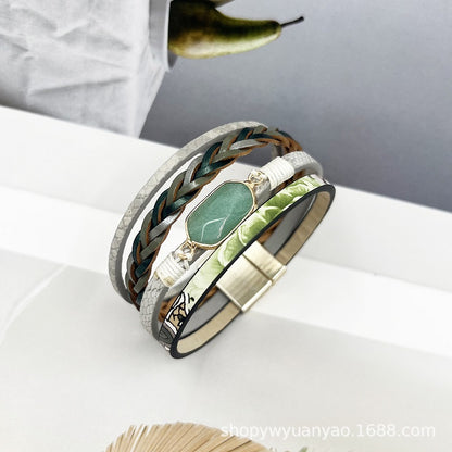 Multi layered hexagonal magnetic buckle bracelet