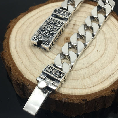 925 Silver Six-character Mantra Personality Domineering Trend Bracelet