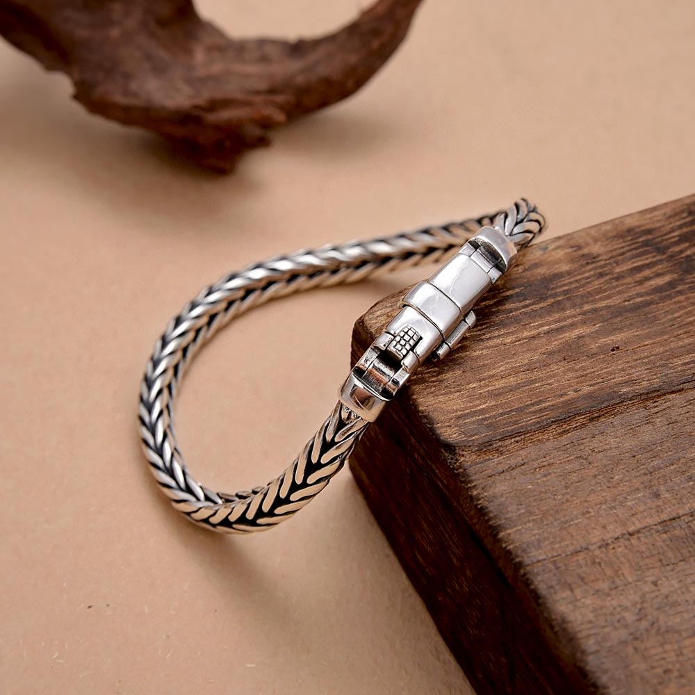 925 Silver Vintage Tight Braided Bracelet
