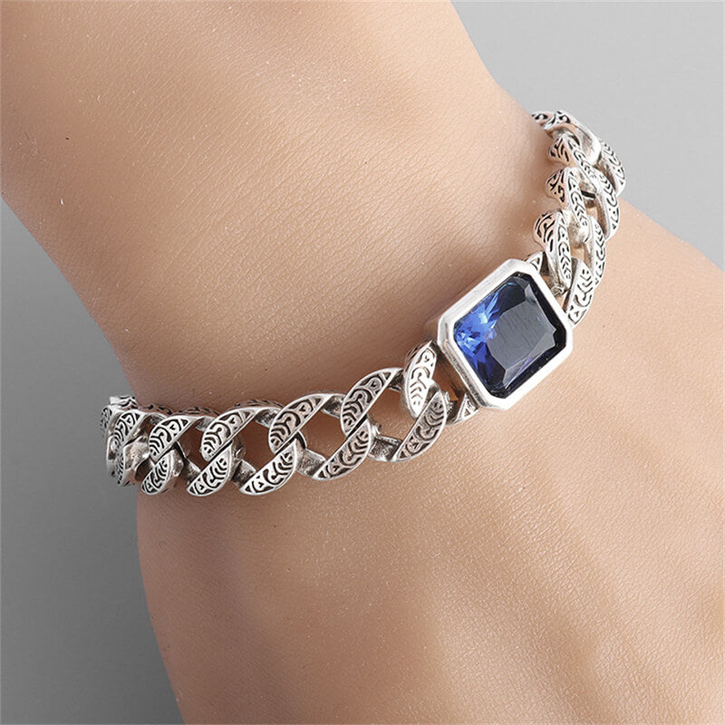 Vintage Sapphire Silver Men's Bracelet
