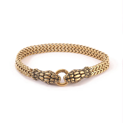Double Snake Head Steel Bracelet
