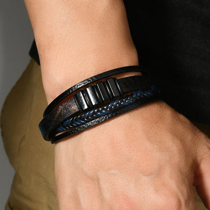 Retro Multi-layer Leather Hand Woven Bead Bracelet