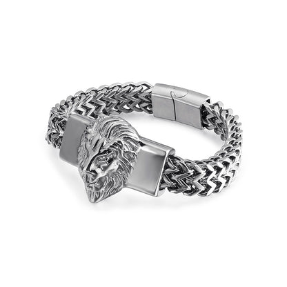 925 Silver Vintage Lion Head Titanium Bracelet