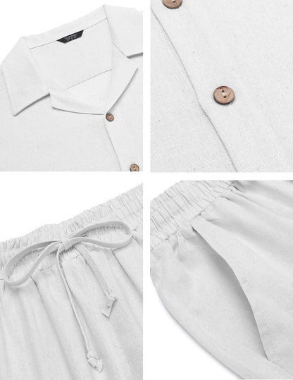 Casual Linen Style Beach Shirt Sets (Live Only)