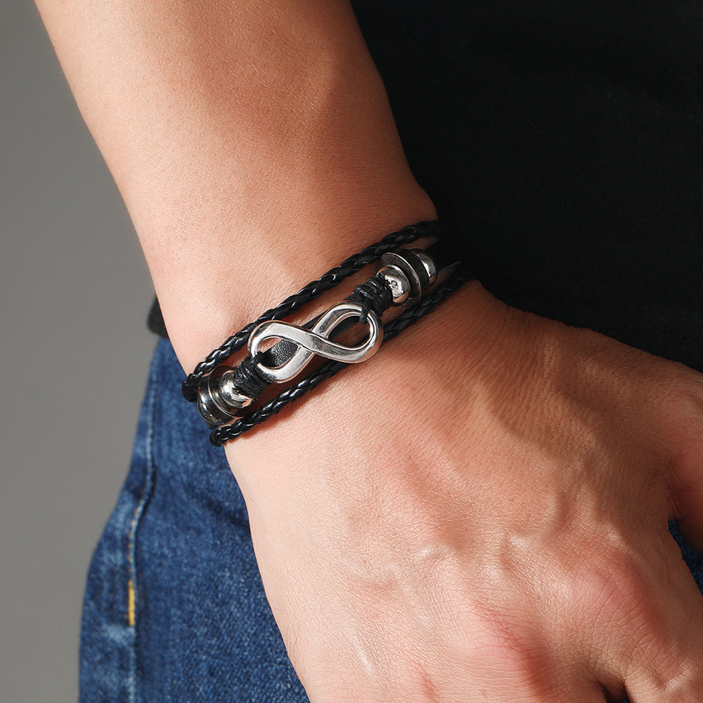 Retro Infinite Symbol Accessories Leather  Bracelet