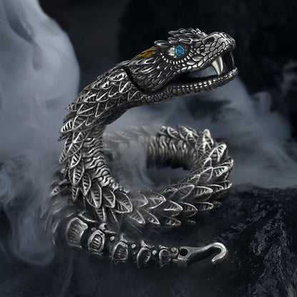 Silver Medusa Rattlesnake Domineering Bracelet