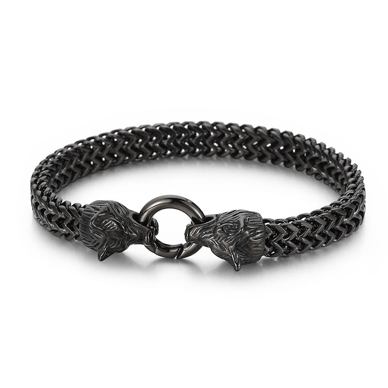 Wolf Head Viking Titanium Steel Strengthen Bracelet