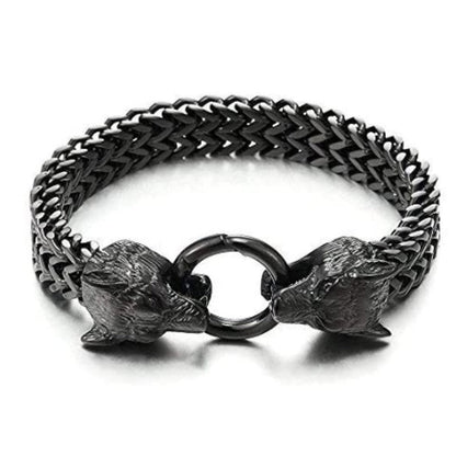 Wolf Head Viking Titanium Steel Strengthen Bracelet