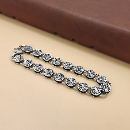 925 Silver Flower Round Buckle Bracelet