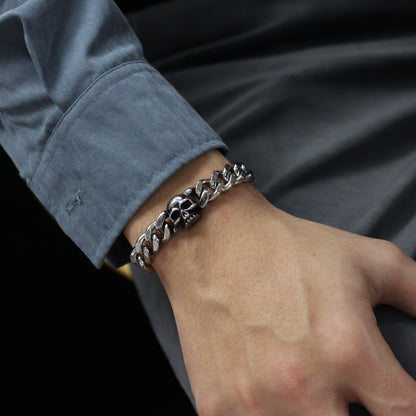 925 Silver Vintage Cuban Skull Bracelet