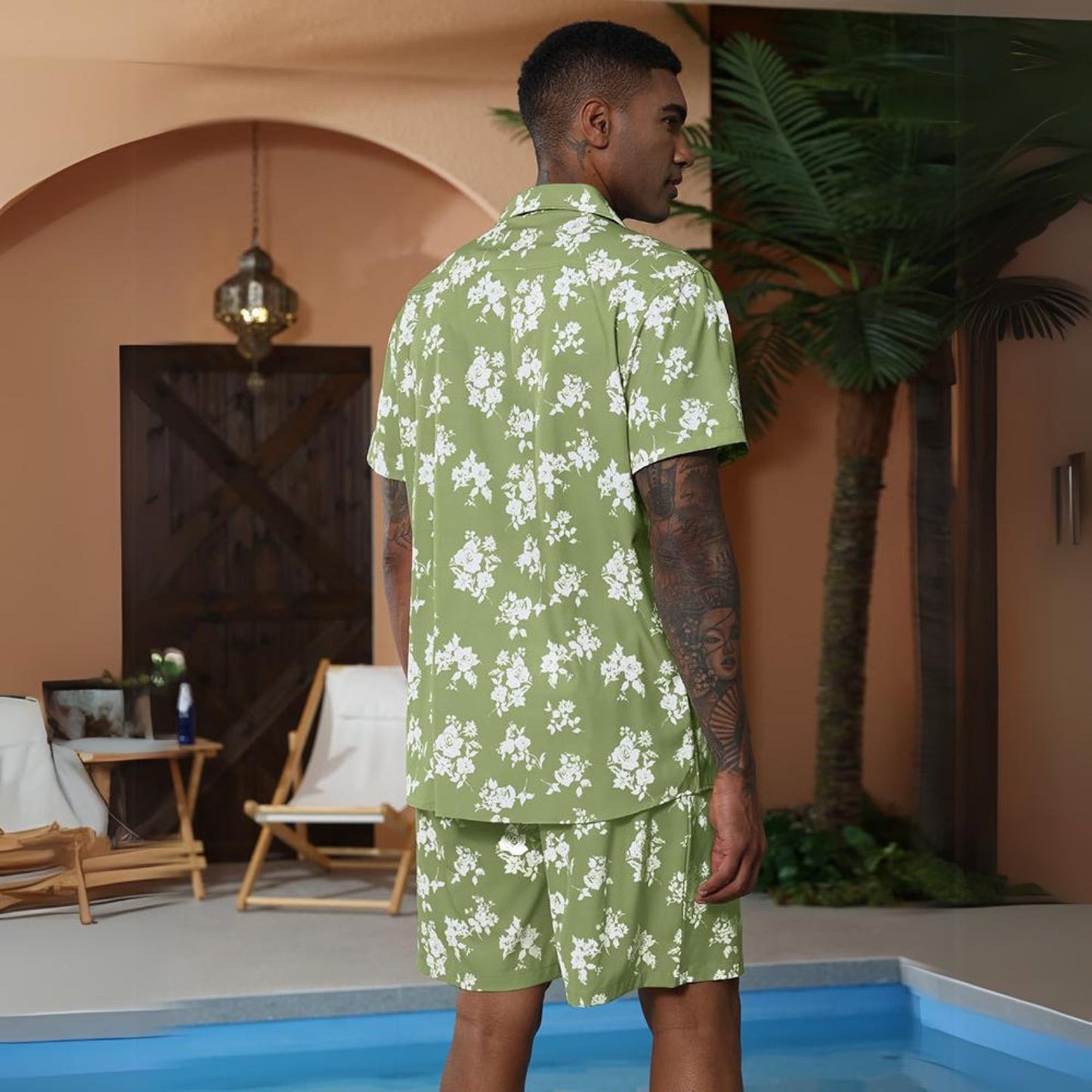 Chictango Hawaiian Flower Shirt Set