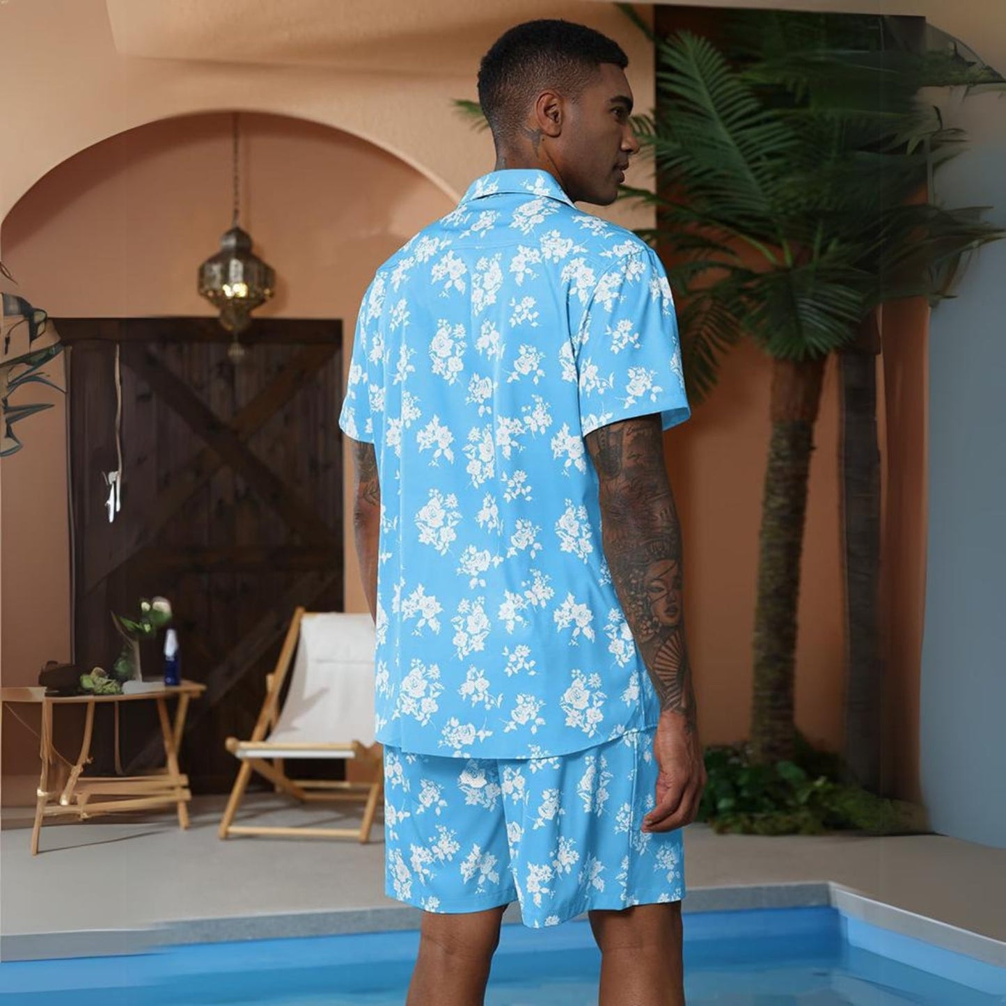 Chictango Hawaiian Flower Shirt Set