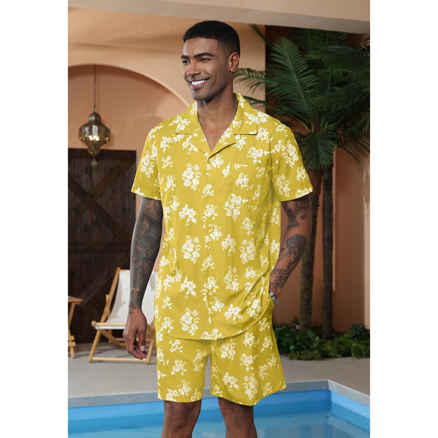 Chictango Hawaiian Flower Shirt Set