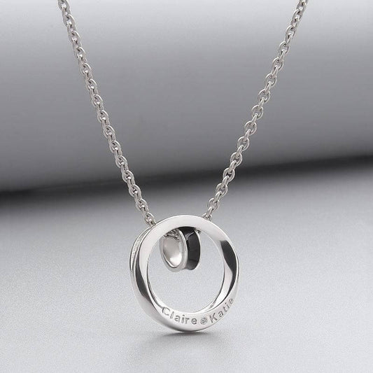 Personalized Double Ring Pendant Men'S Necklace