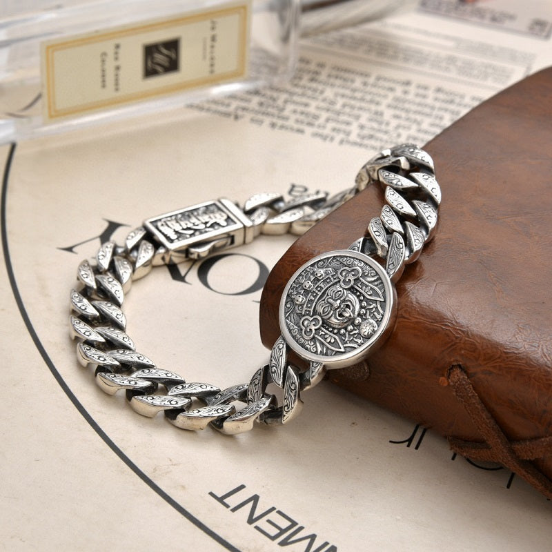 925 Silver High-end punk retro bracelet