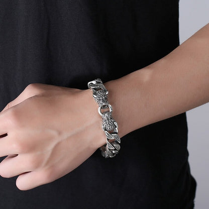 925 Silver leopard head  pure silver  fashion silver jewelry handmade Vintage Bracelet