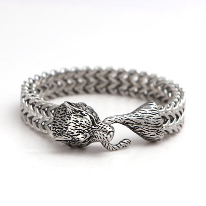 925 Silver vintage Wolf head bracelet