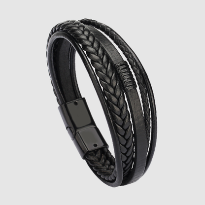 925 Silver  Fashion leather rope hand woven bracelet men's bracelet