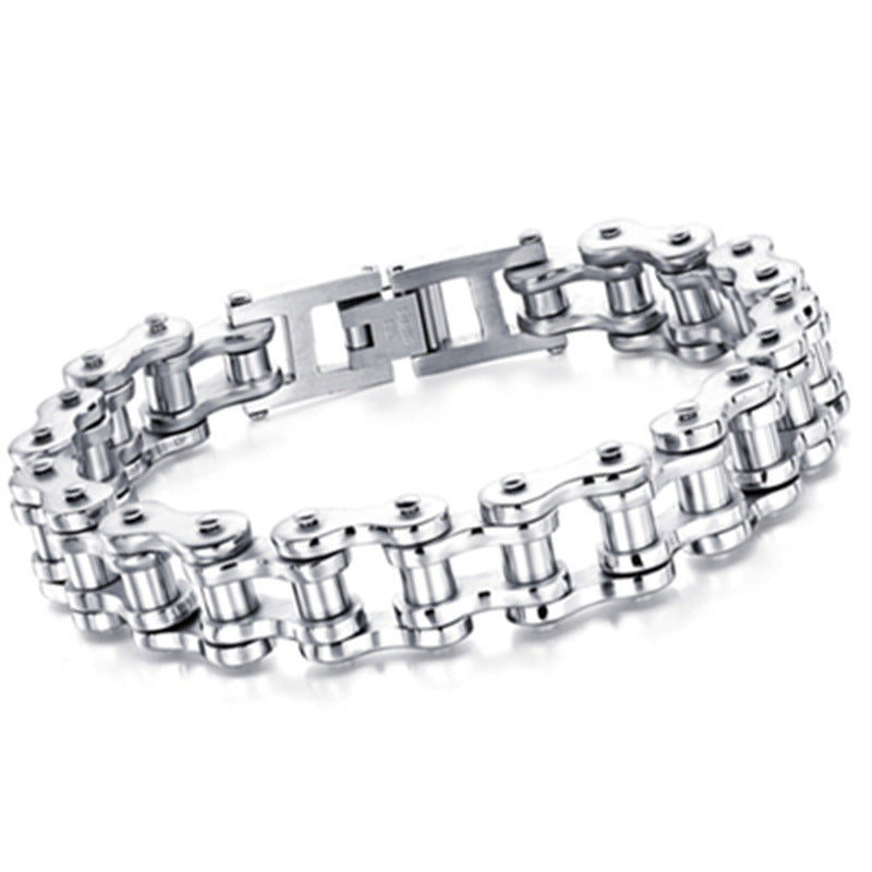 925 Silver Men's personality hip-hop simple motorcycle chain bracelet
