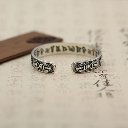 925 Silver Vintage Six-Character Mantra Ethnic Style Bracelet