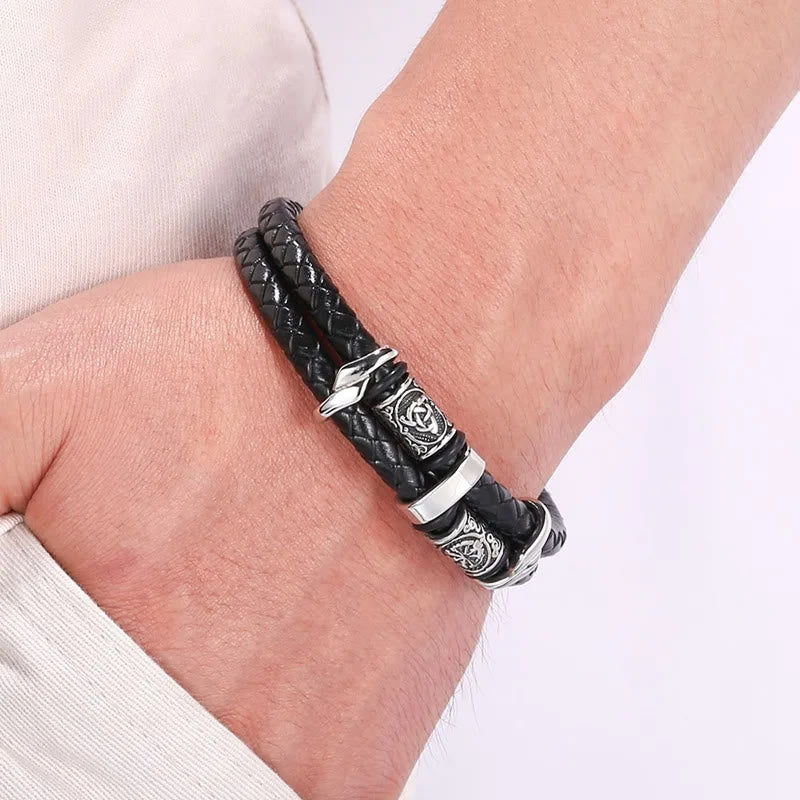 Celtic Knot And Viking Compass Stainless Steel Bracelet