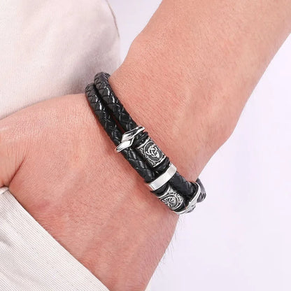 Celtic Knot And Viking Compass Stainless Steel Bracelet