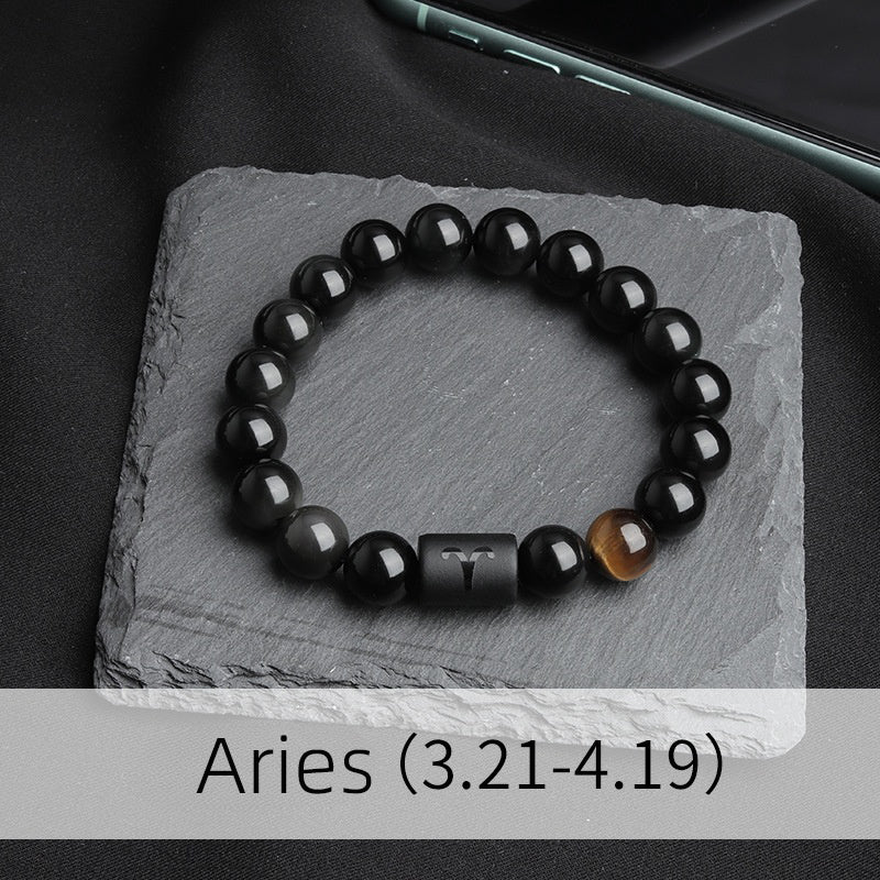 Natural Obsidian Aries Elastic Bracelet