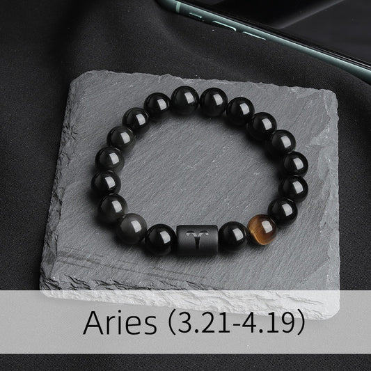 Natural Obsidian Aries Elastic Bracelet