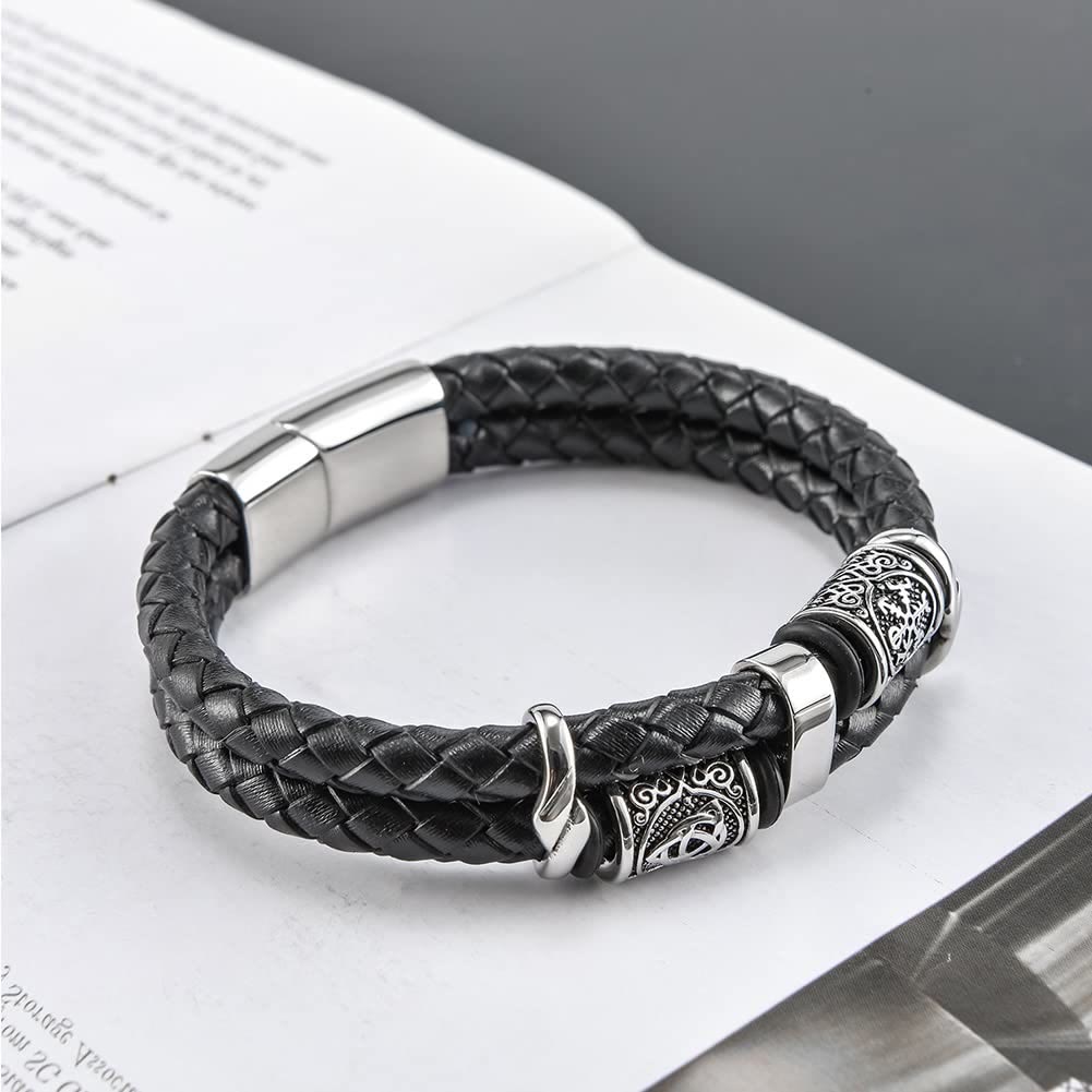 Celtic Knot And Viking Compass Stainless Steel Bracelet