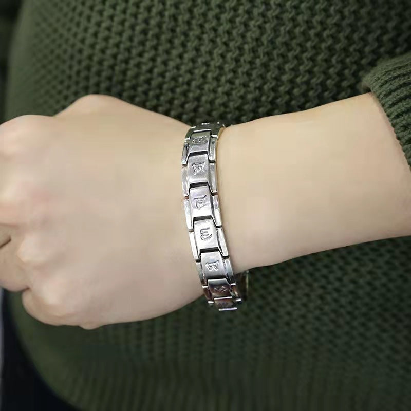 925 Silver Six-character Mantra Personality Domineering Bracelet