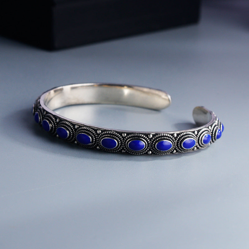 Ethnic Style Sapphire Open Bracelet