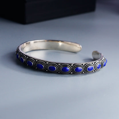 Ethnic Style Sapphire Open Bracelet