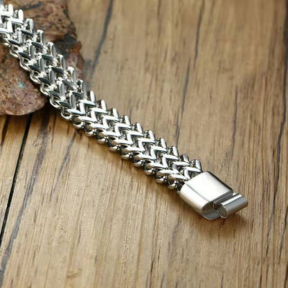 Men's stainless steel double layer wide chain fashion neutral titanium steel thick bracelet