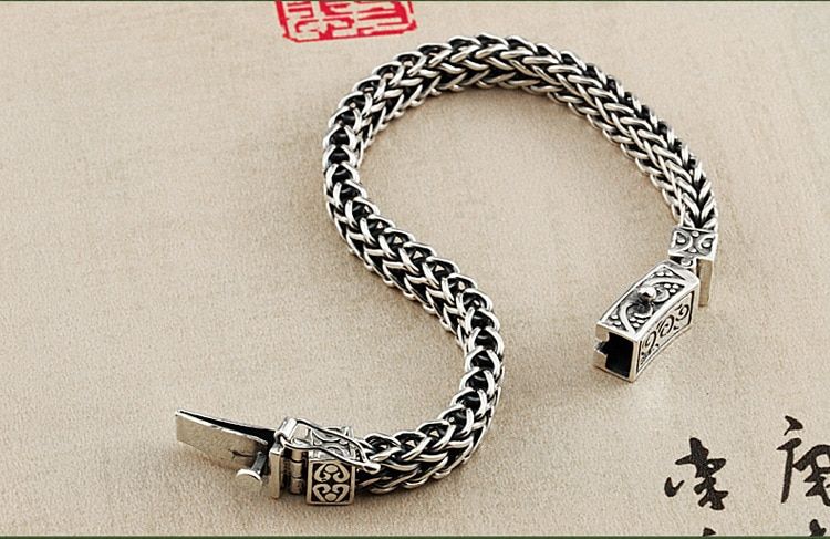 925 Silver men's vintage personality bracelet