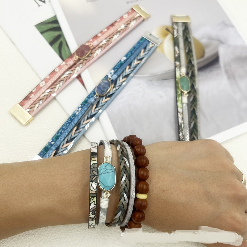 Multi layered hexagonal magnetic buckle bracelet