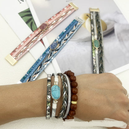 Multi layered hexagonal magnetic buckle bracelet