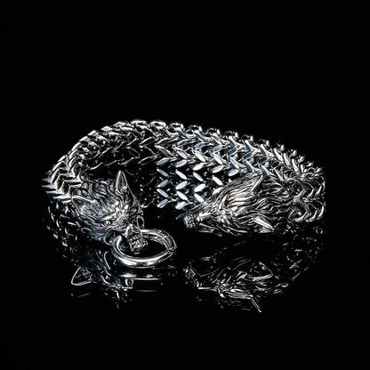 Wolf Head Viking Titanium Steel Strengthen Bracelet