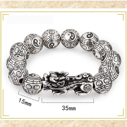 Tibetan FengShui PiXiu Wealth Silver Bracelet