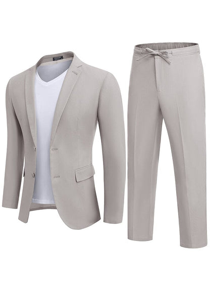 Casual Linen Blend 2-Piece Suit Sets (US Only)