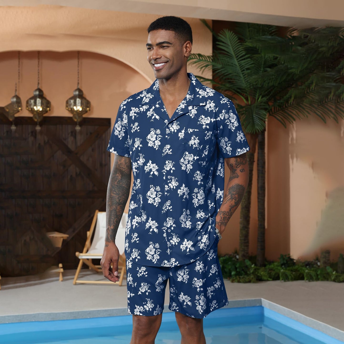 Chictango Hawaiian Flower Shirt Set