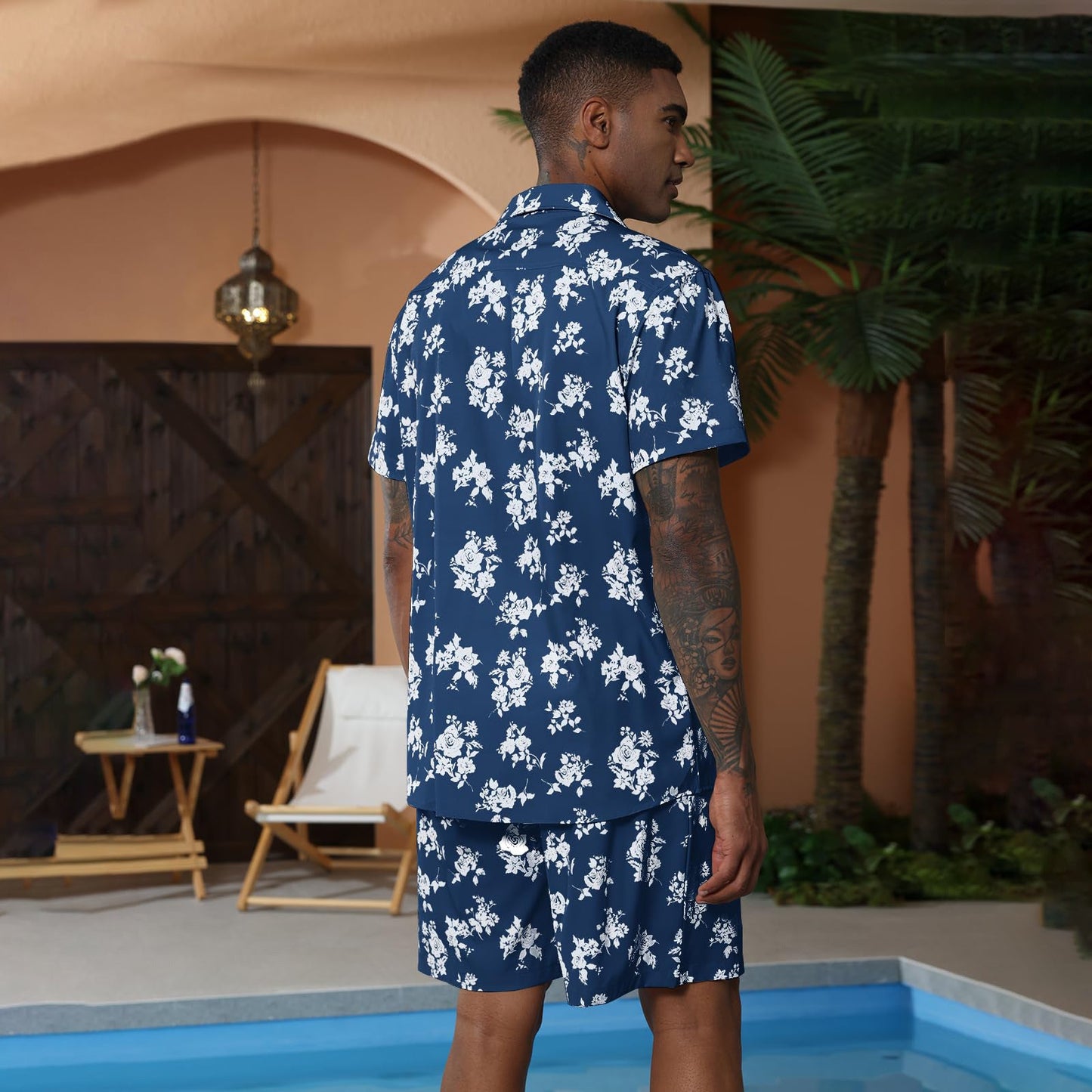 Chictango Hawaiian Flower Shirt Set