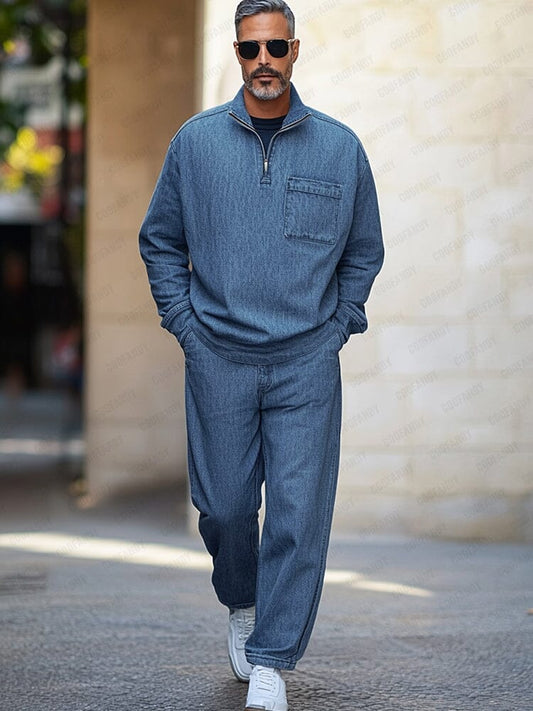 Athleisure 100% Cotton Denim Matching Set