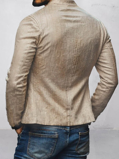 Floral Embroidered Cotton Linen Blazer