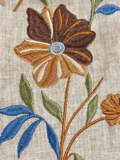 Floral Embroidered Cotton Linen Blazer