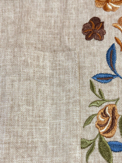 Floral Embroidered Cotton Linen Blazer