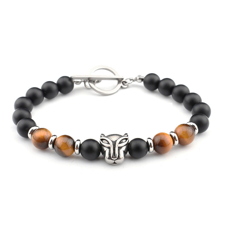 Chictango Skull Lava Rock Beads Bracelet