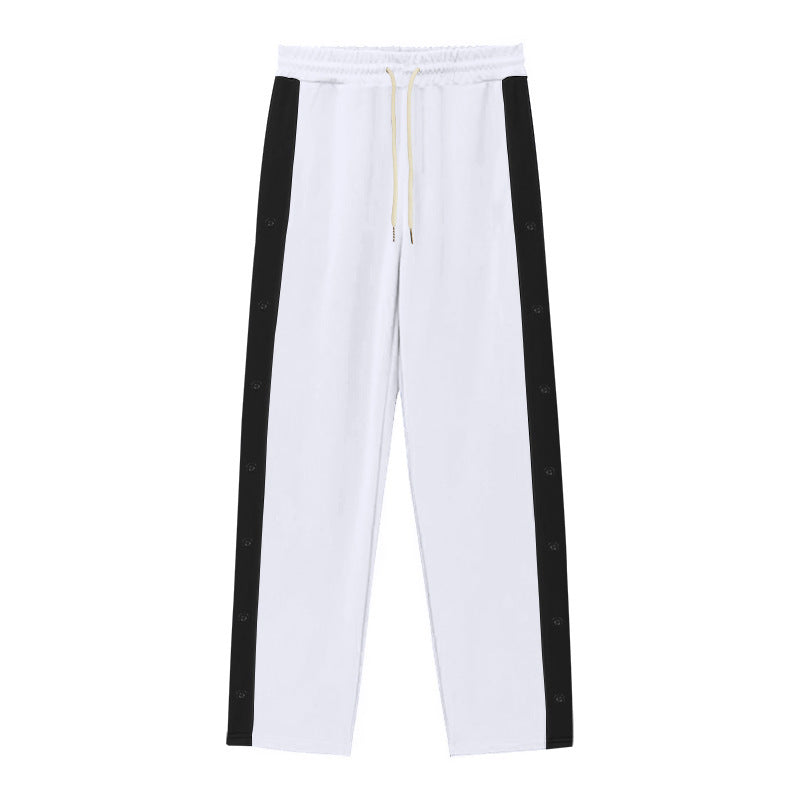 Chictango Button Contrast Trim Jogger Pants