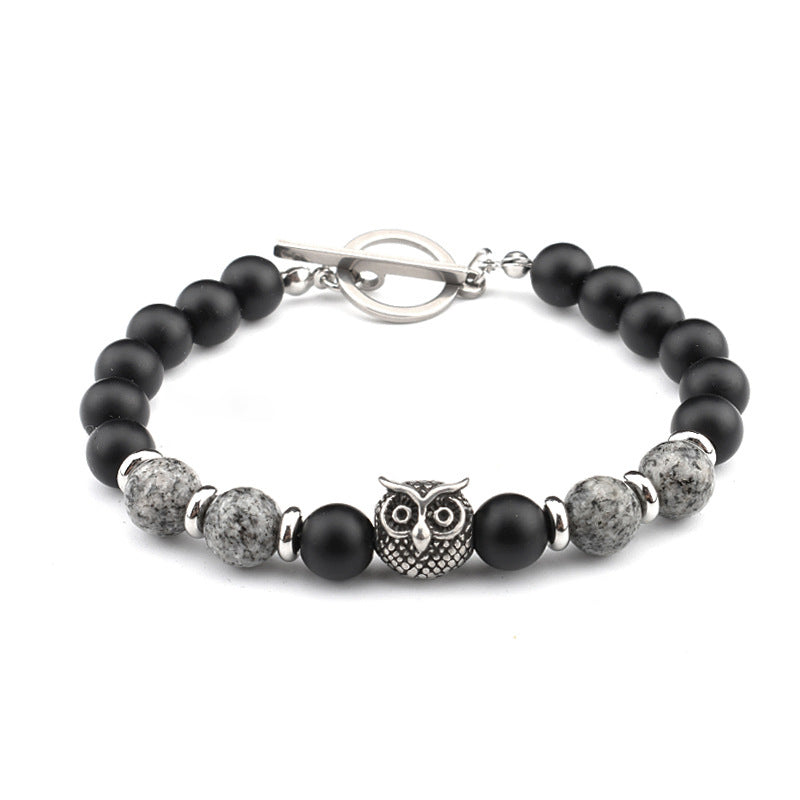 Chictango Skull Lava Rock Beads Bracelet