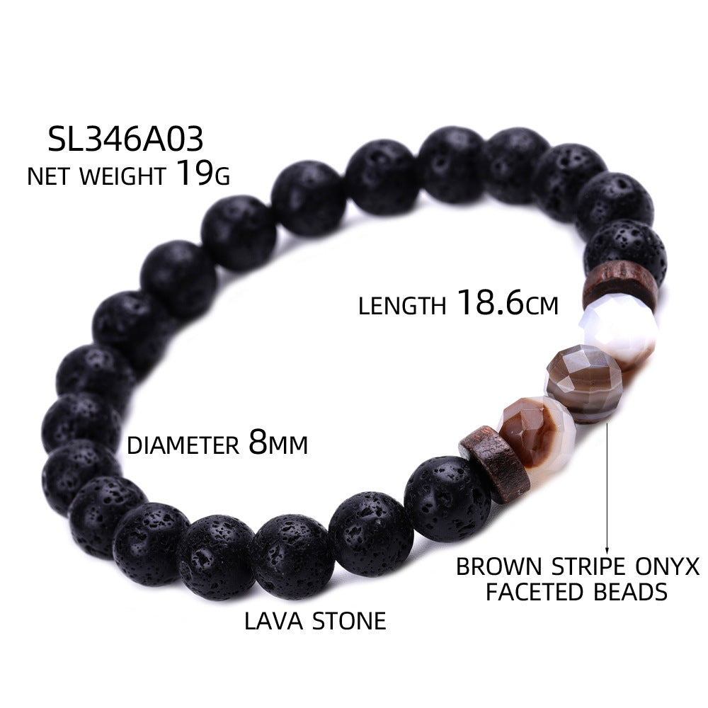 Chictango Faceted Beads Lava Stone Bracelets