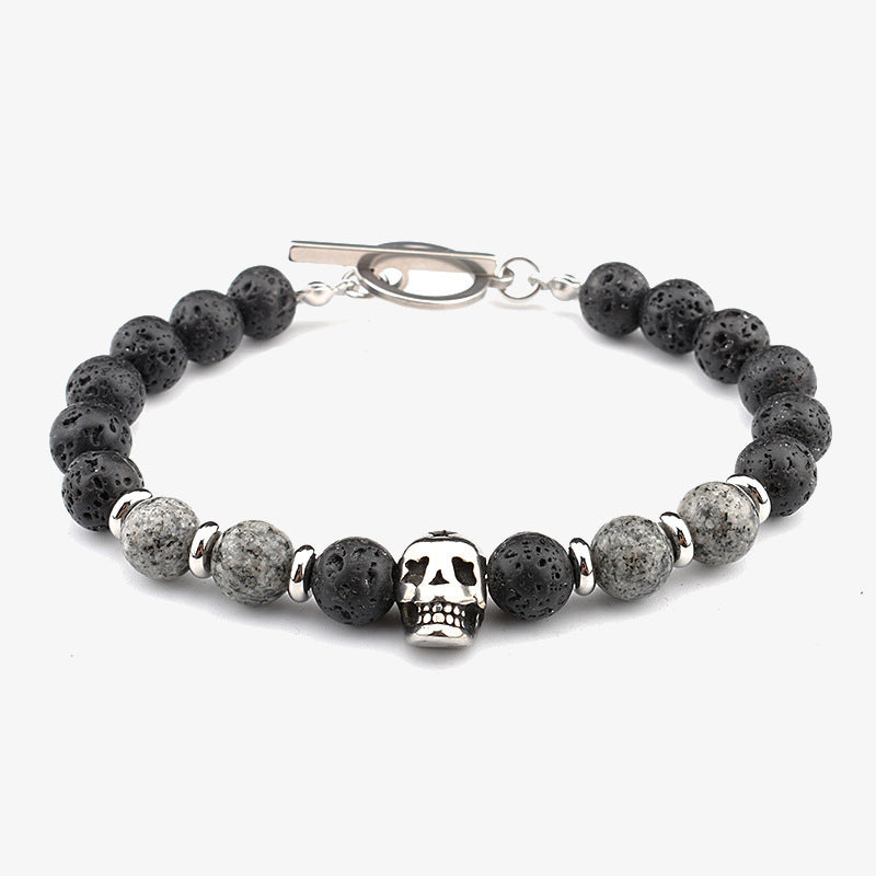 Chictango Skull Lava Rock Beads Bracelet